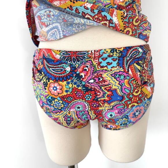 Bleu Rod Beattie 2Pc Twisted Tankini Swim Top and Bottom Multicolor Paisley 6 - Picture 9 of 11